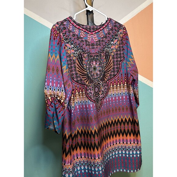Urban Coco Women's Bohemian Tunic Size XL, Relaxed Beautiful Colorful Blouse - Picture 5 of 5